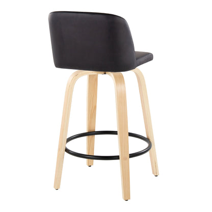 Toriano - Contemporary Modern Fixed Height Counter Stool Swivel With Round Footrest (Set of 2) Lumi Source