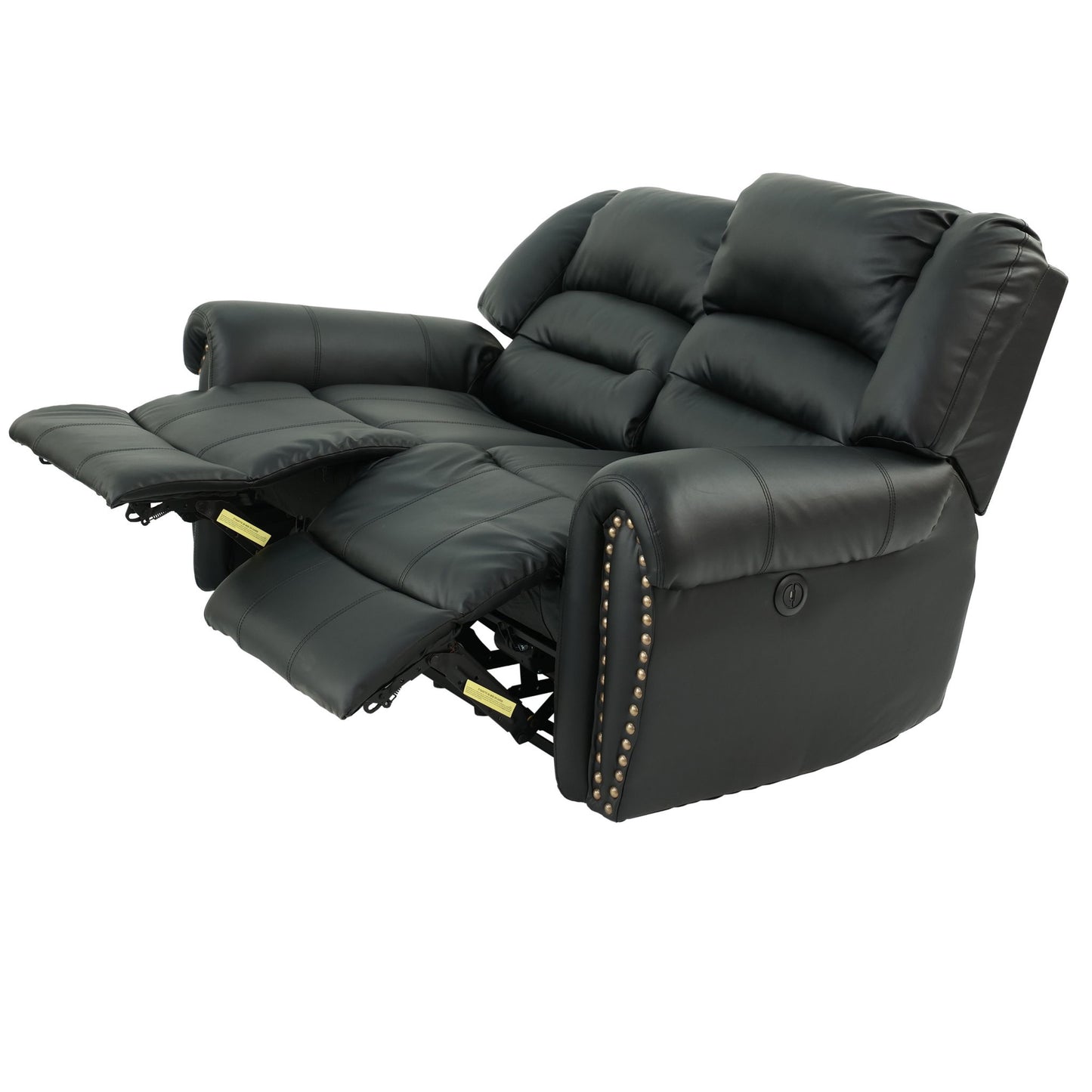 Plush Relax Power Reclining Loveseat 2 Seat Couch With USB Charging Armrest Cushion Living Room Furniture - Black Home Essentials