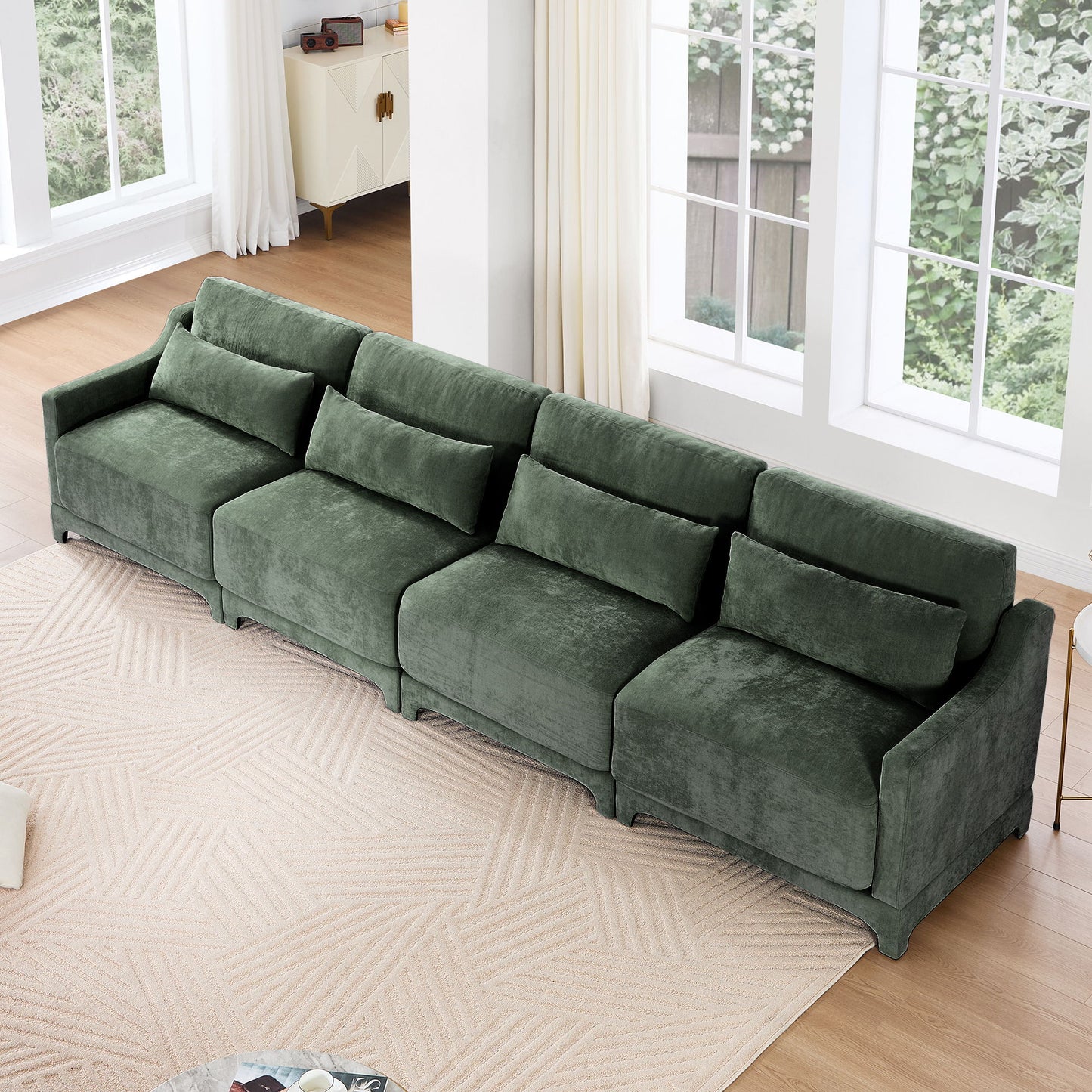 Elegant Sofa With Ergonomic Design And Lumbar Pillows Home Essentials