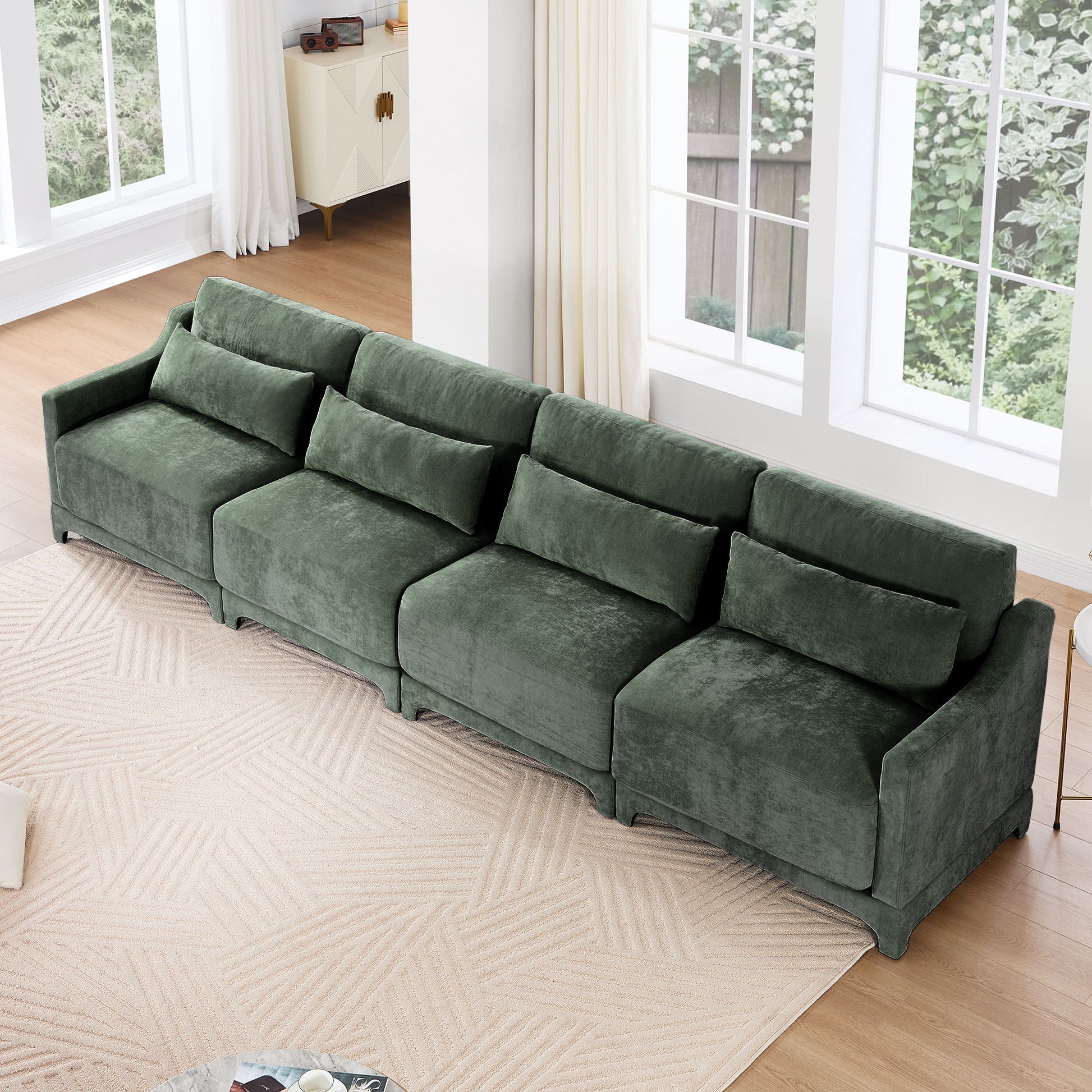Elegant Sofa With Ergonomic Design And Lumbar Pillows Home Essentials