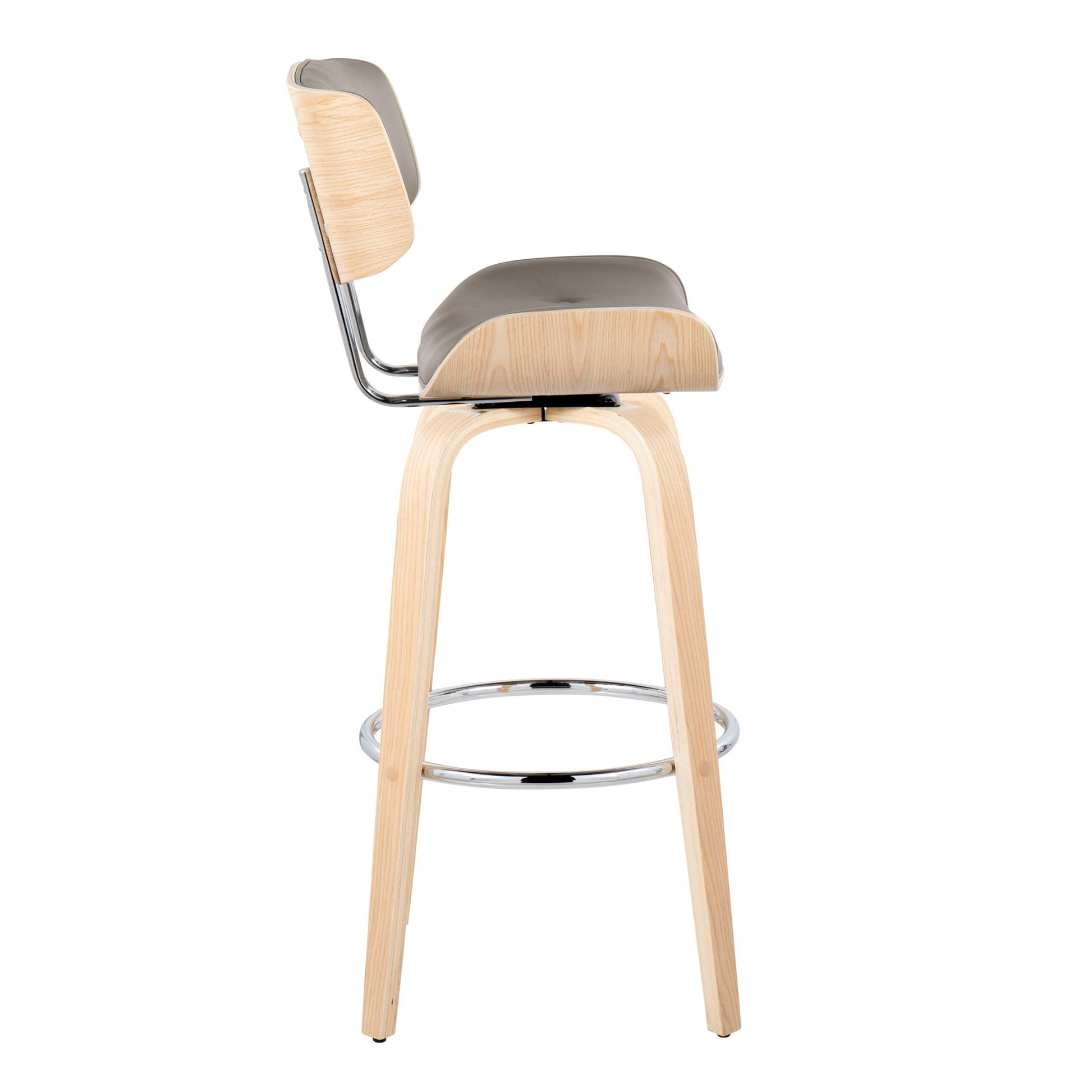 Lombardi - Mid Century Modern Fixed Height Barstool With Swivel With Round Footrest (Set of 2) Lumi Source