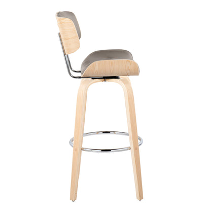 Lombardi - Mid Century Modern Fixed Height Barstool With Swivel With Round Footrest (Set of 2) Lumi Source