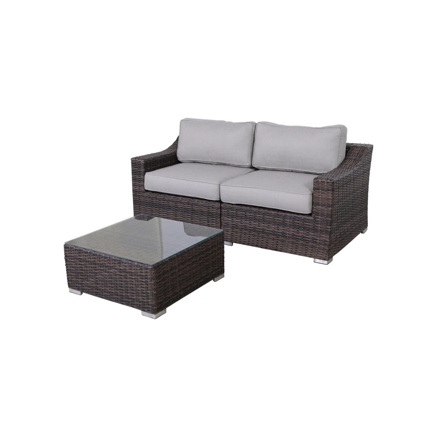 Outdoor Wicker Conversation Set With Cushions, All Weather LSI Patio Furniture
