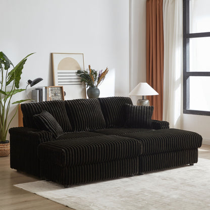 3 Seater Sofa With 2 Ottomans For Living Room Home Essentials