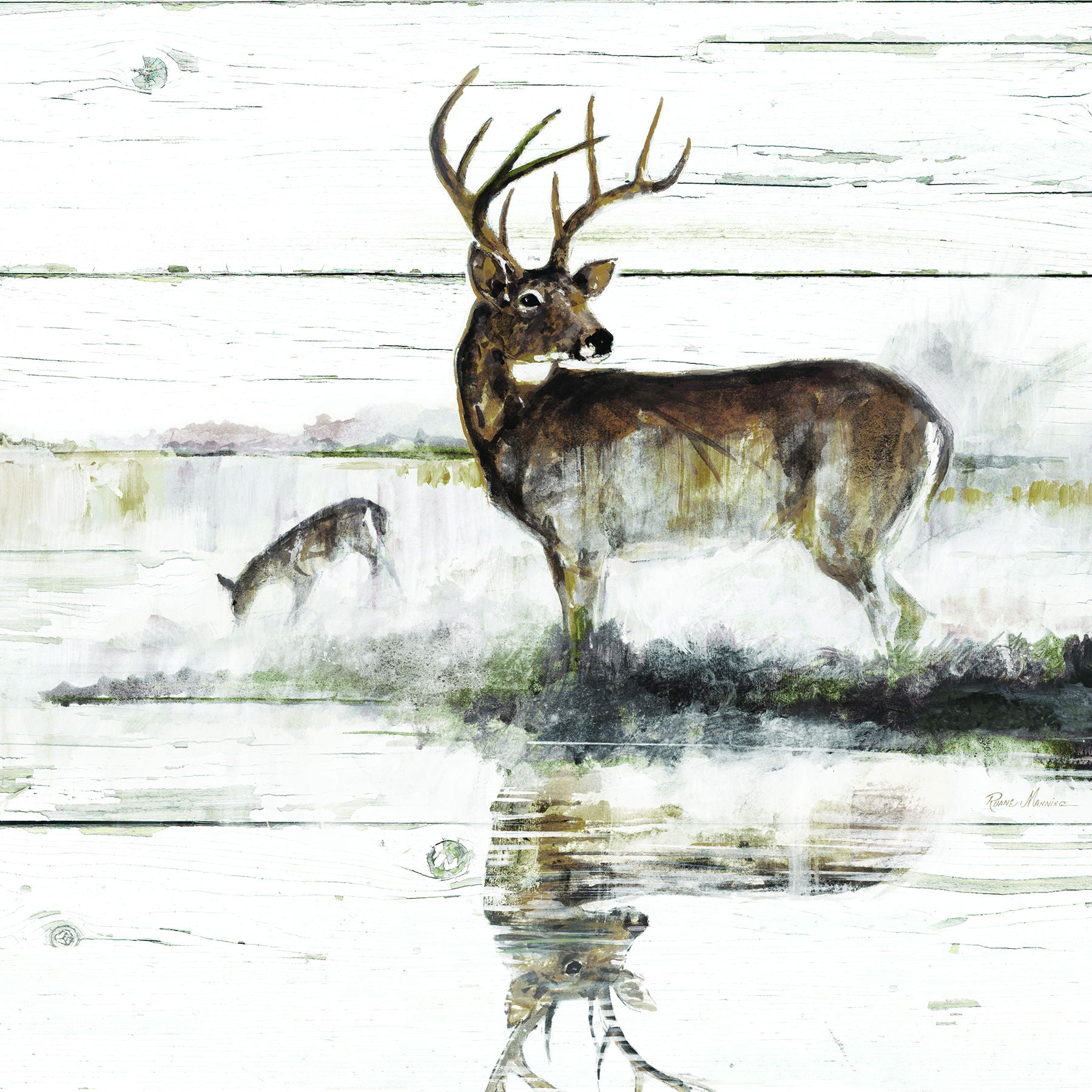 Small - Rustic Misty Deer By Ruane Manning - Pearl Silver - Snoozhouse