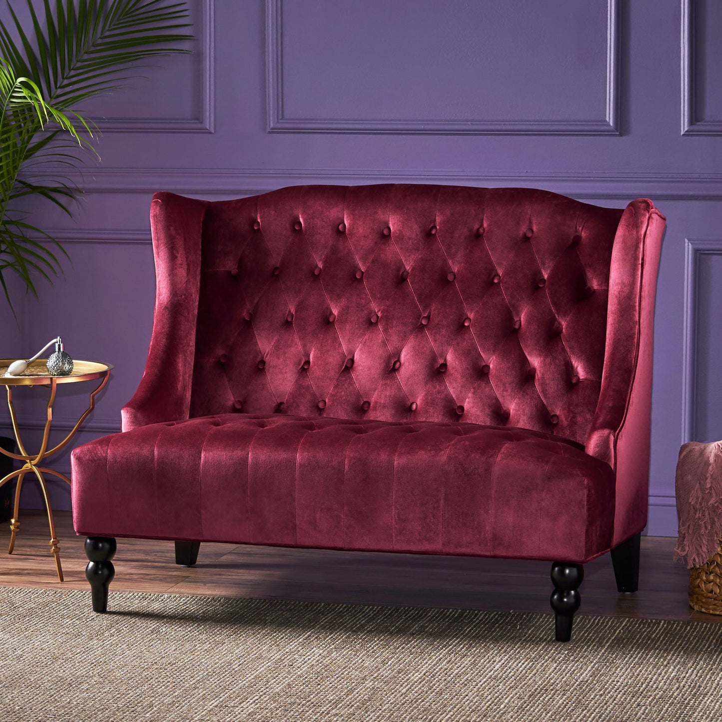 Nurturing - Upholstered Loveseat With Wing Back And Diamond Tufting Noble House