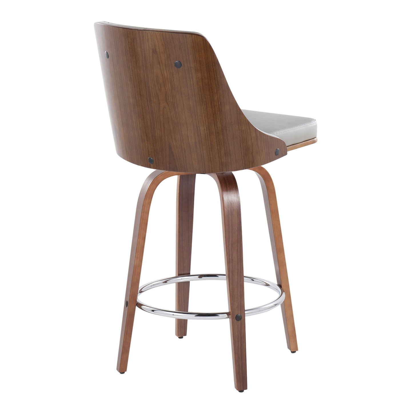 Gianna - Mid-Century Modern Fixed Height Stool With Swivel With Round Footrest (Set of 2) Lumi Source