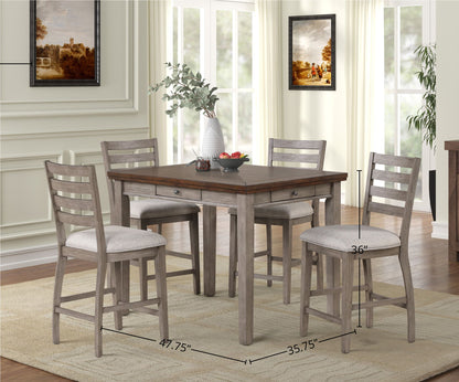Counter Height Two Tone 4 Drawer Dining Table - Gray Bernards Furniture
