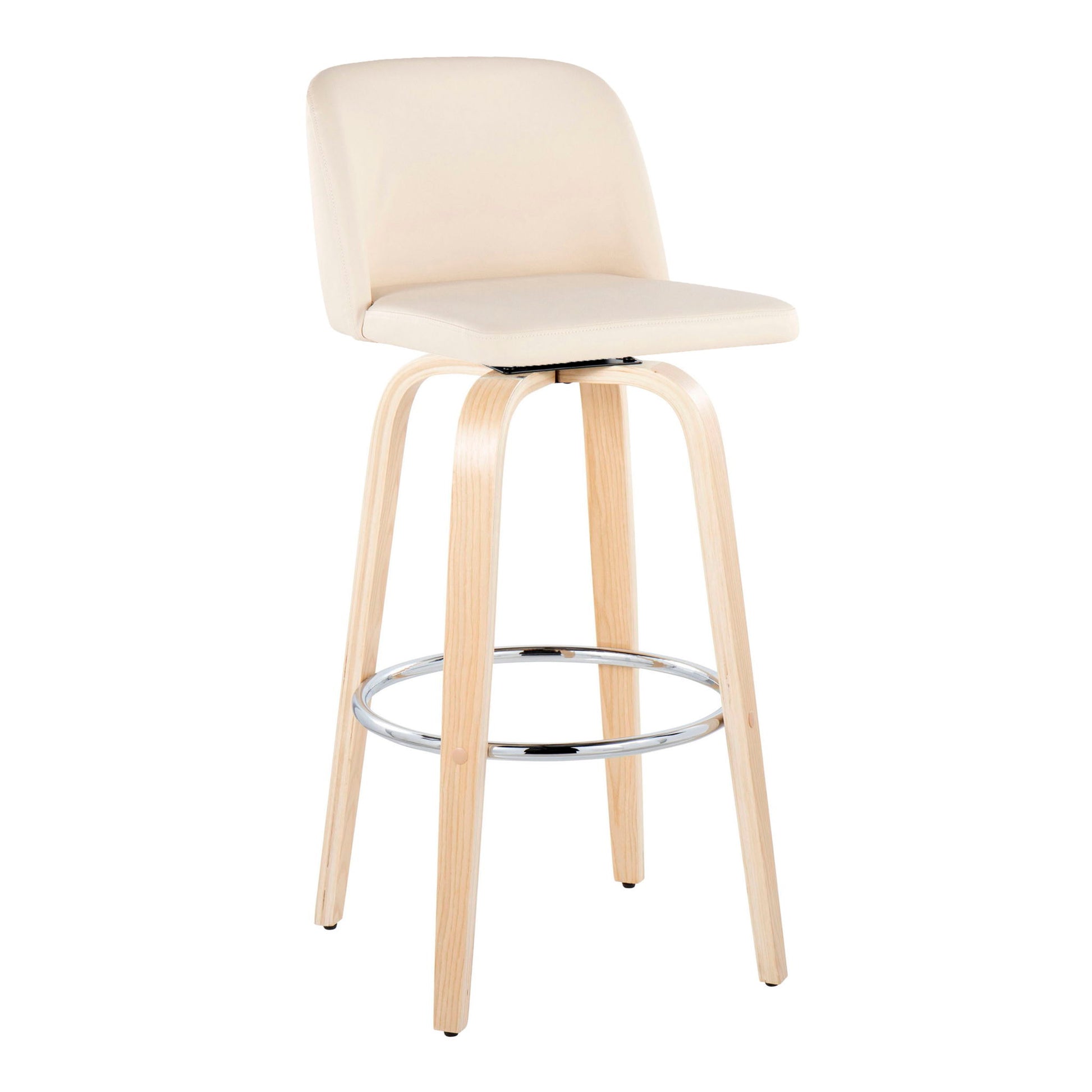 Toriano - Contemporary Fixed Height Barstool & Swivel With Round Footrest (Set of 2) Lumi Source