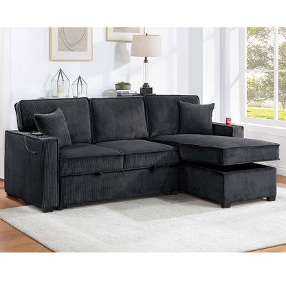 Convertible Sectional With USB / USB - C Port, Storage Chaise, Pull-Out Bed Home Essentials