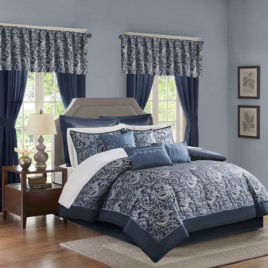 Brystol - 24 Piece Room in a Bag - Navy Madison Park Essentials