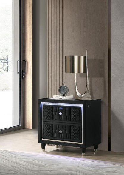 Lorient - 2-Drawer LED Nightstand With USB Coaster Fine Furniture