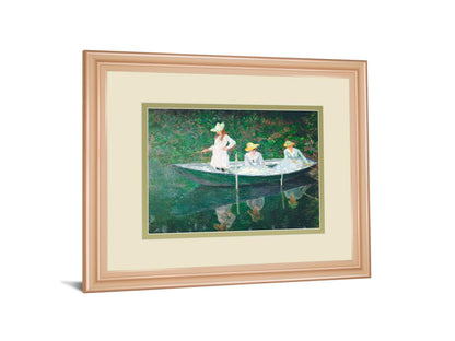 The Boat At Giverny By Claude Monet - Framed Print Wall Art - Green Classy Art