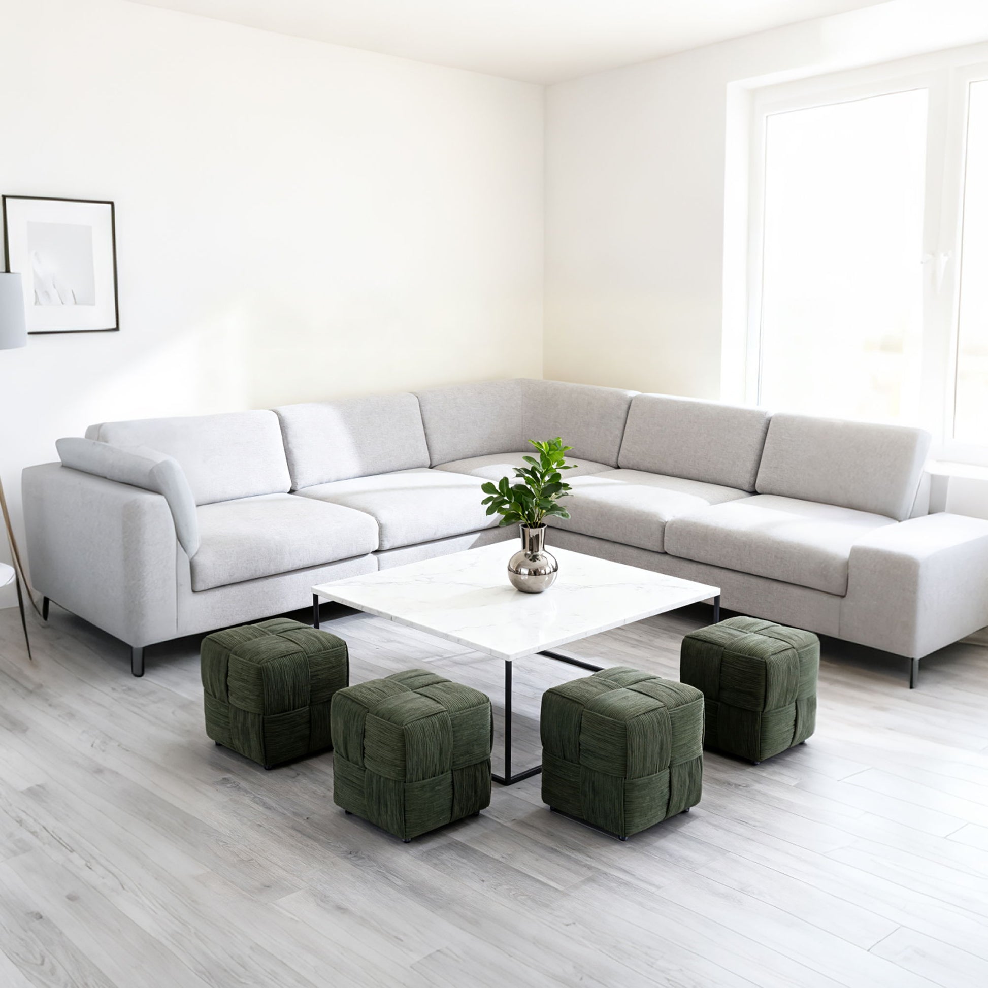 Square Ottoman Foot Rest With Woven Design Home Essentials