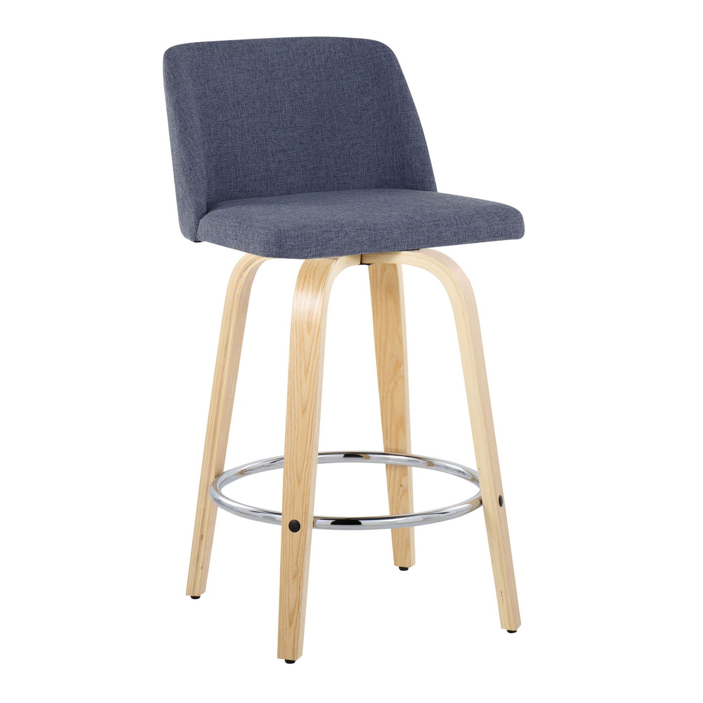 Toriano - Contemporary Fixed-Height Counter Stool With Swivel And Round Footrest (Set of 2) Lumi Source