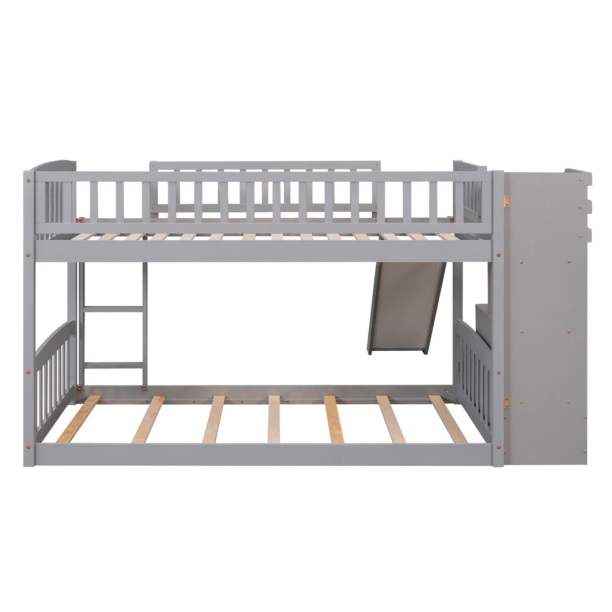 Twin Over Twin Bunk Stairway Bed With 2 Drawers And Slide - Gray DreamHaus