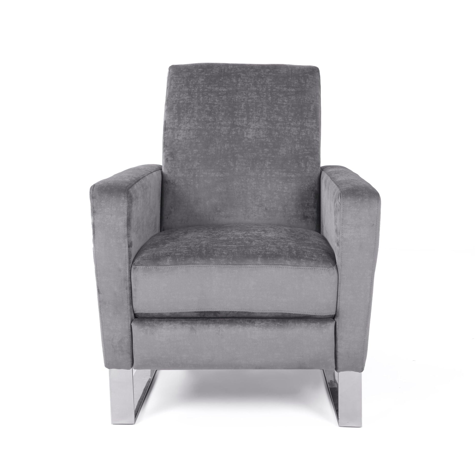 Bolt - Upholstered Recliner Chair With Stainless Steel Base - Gray / Chrome Noble House