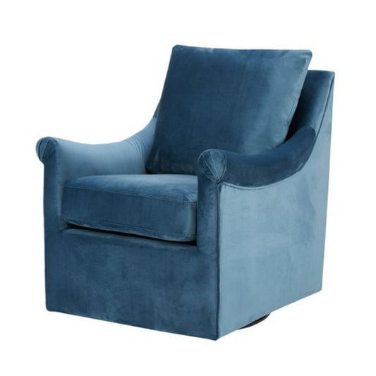 Swivel Chair With Curved Arms And Straight Back - Blue JLA
