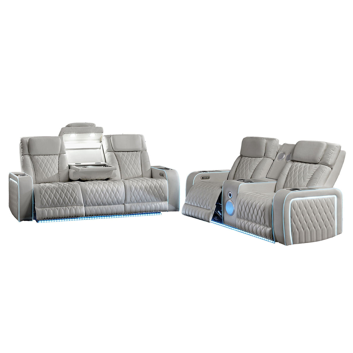 Electra - 3 Piece Power Reclining Sofa, Loveseat And Recliner Set With Power Headrests, Massage And LED Lighting Matrix Furniture Group