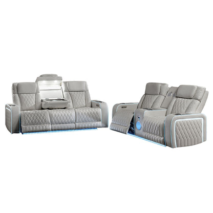 Electra - 3 Piece Power Reclining Sofa, Loveseat And Recliner Set With Power Headrests, Massage And LED Lighting Matrix Furniture Group