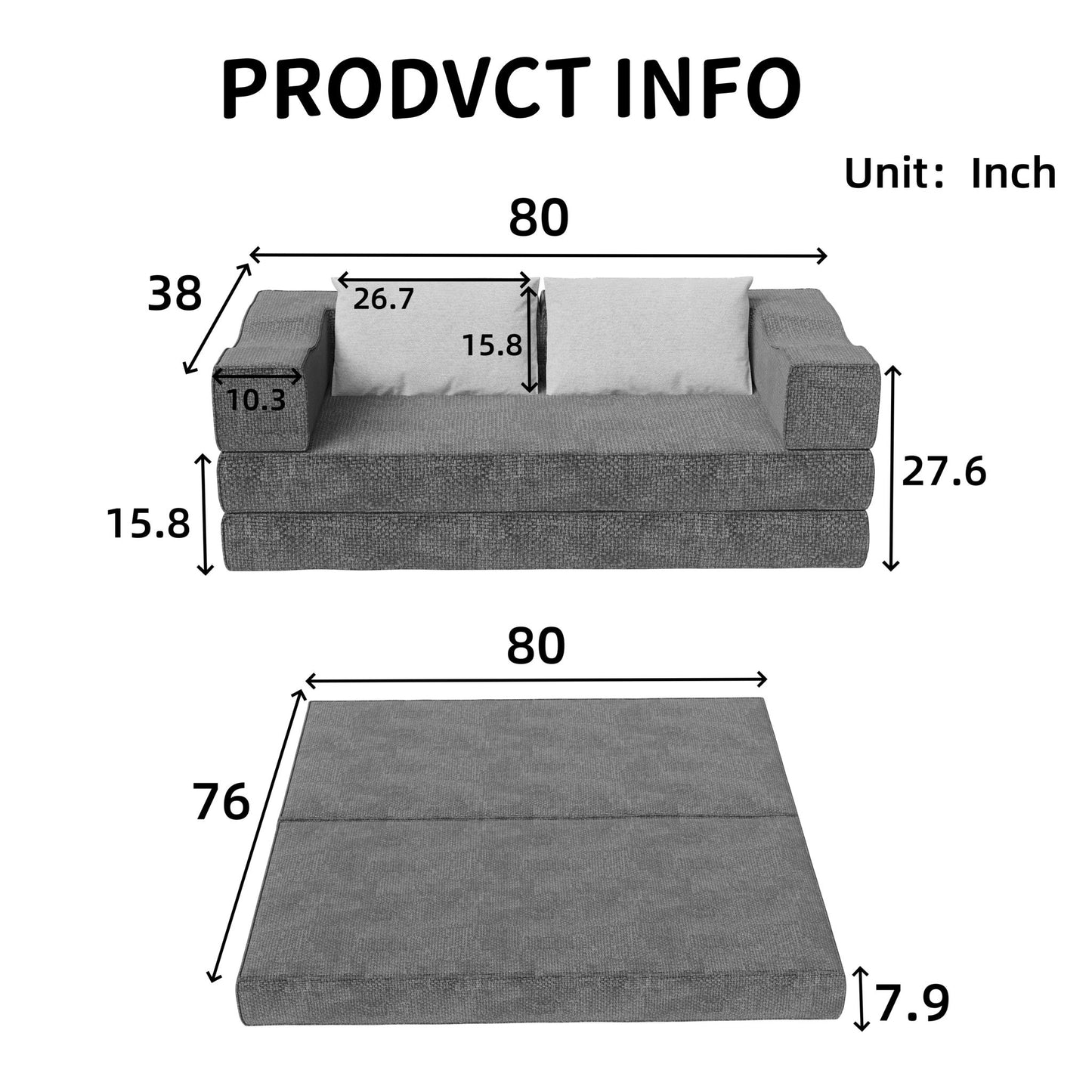 3 Seat Folding Floor Couch & King Size Bed Mattress Home Essentials
