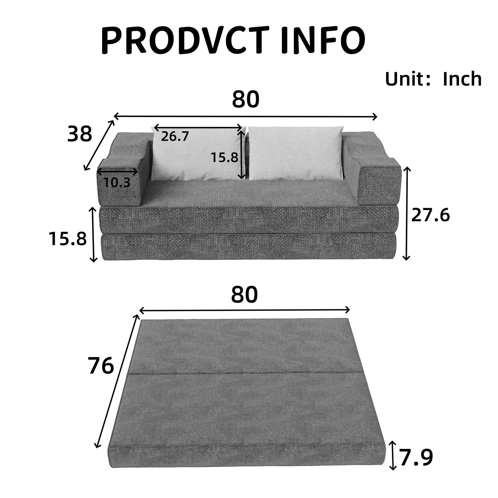 3 Seat Folding Floor Couch & King Size Bed Mattress Home Essentials