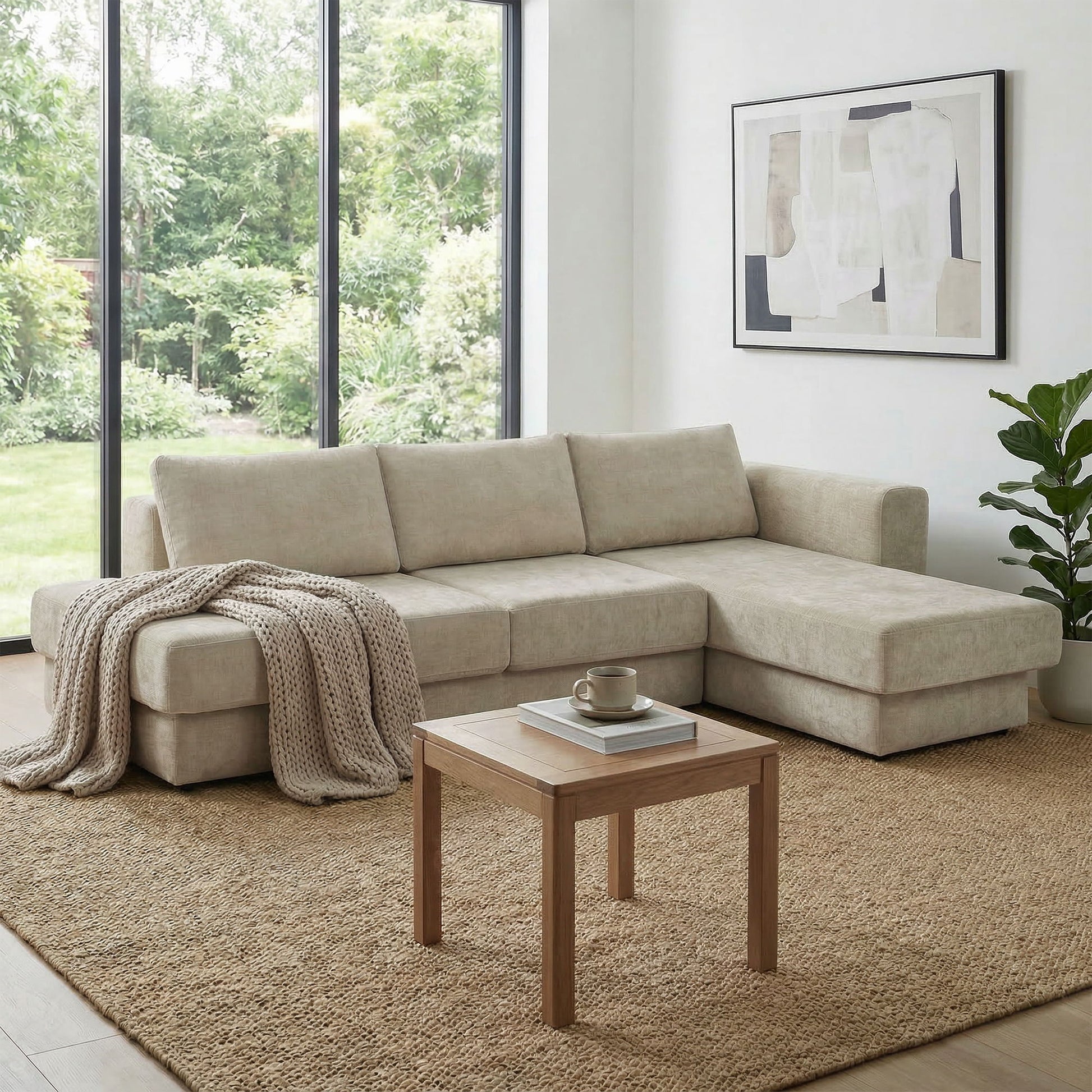 L-Shaped Modular Sofa With Double Layer Cushion Noble House