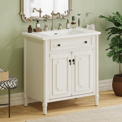 Vintage Bathroom Vanity With Sink, Rustic Cabinet With Soft Close Doors Noble House