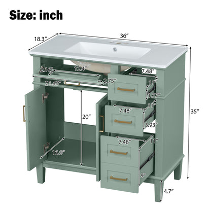 Modern Bathroom Vanity With Ceramic Sink, Soft Close Storage Cabinet Hearth and Haven