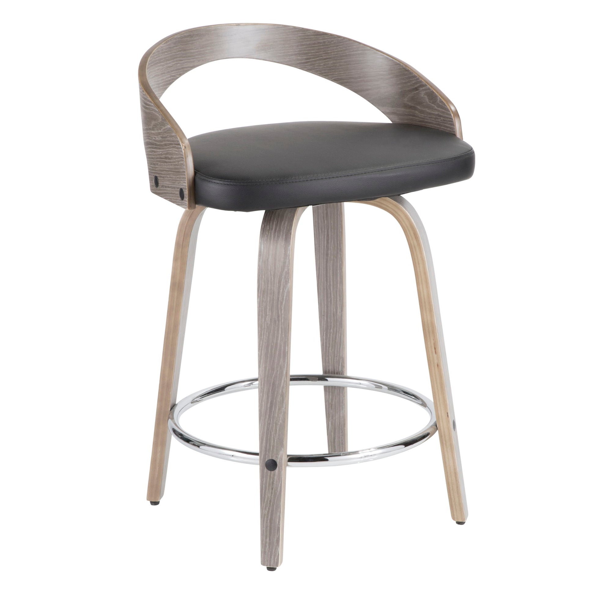 Grotto - Contemporary Fixed Height Counter Stool & Swivel With Round Footrest (Set of 2) Lumi Source