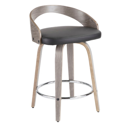 Grotto - Contemporary Fixed Height Counter Stool & Swivel With Round Footrest (Set of 2) Lumi Source