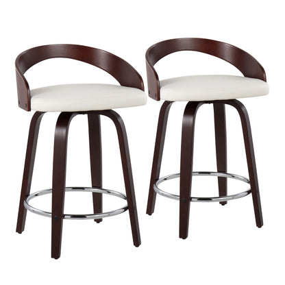Grotto - Contemporary Fixed Height Counter Stool & Swivel With Round Footrest (Set of 2) Lumi Source