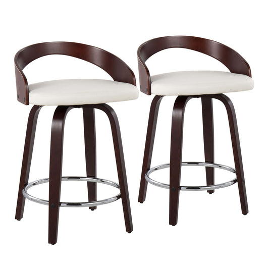 Grotto - Contemporary Fixed Height Counter Stool & Swivel With Round Footrest (Set of 2) Lumi Source