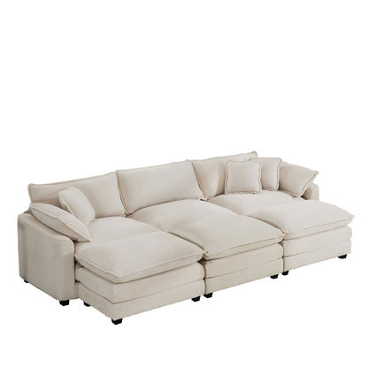 Modern Oversized Modular Cushion Sofa With Ottoman, Low Back, Deep Seating Sofa Set Home Essentials