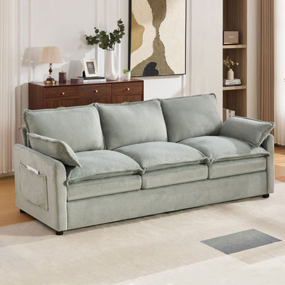 Modern 3 Seater Sofa With Side Storage Pockets For Living Room Hearth and Haven