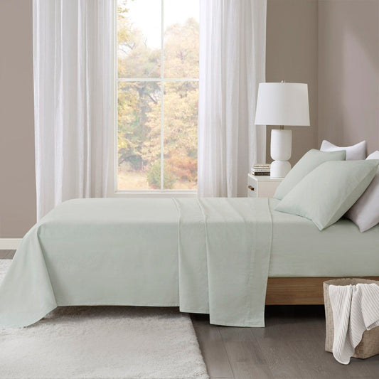 Oversized Cotton Flannel - 4 Piece King Sheet Set - Seafoam Solid Beautyrest