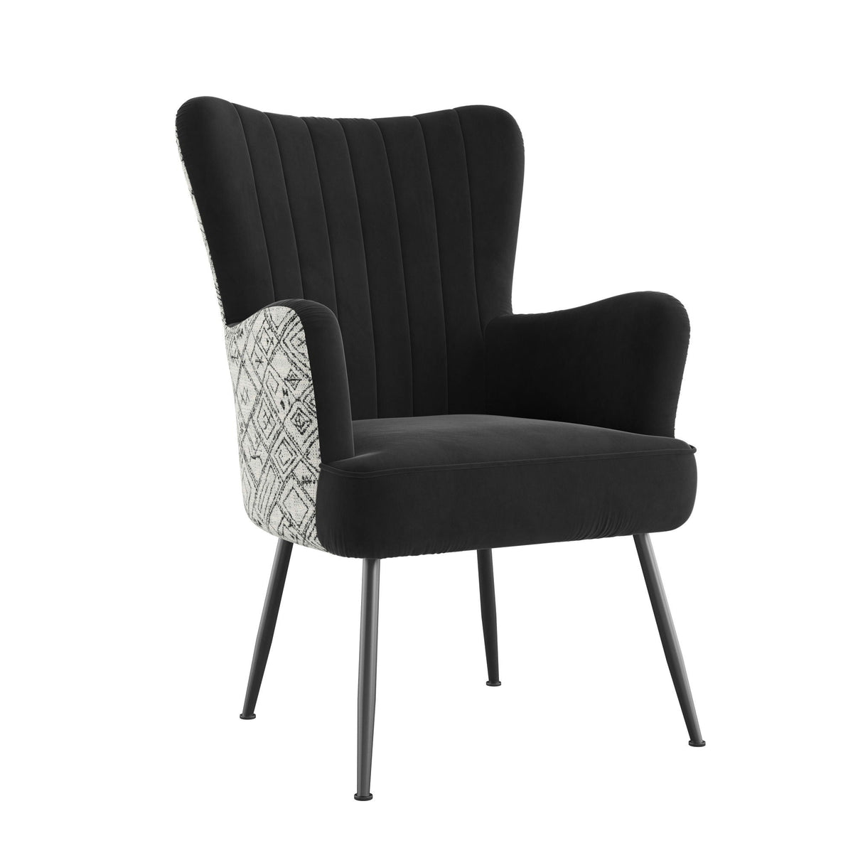 Accent Chair With Unique Print Fabric Emerald Home