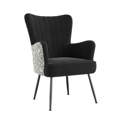 Accent Chair With Unique Print Fabric Emerald Home