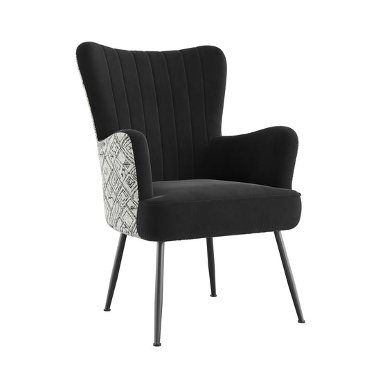 Accent Chair With Unique Print Fabric Emerald Home