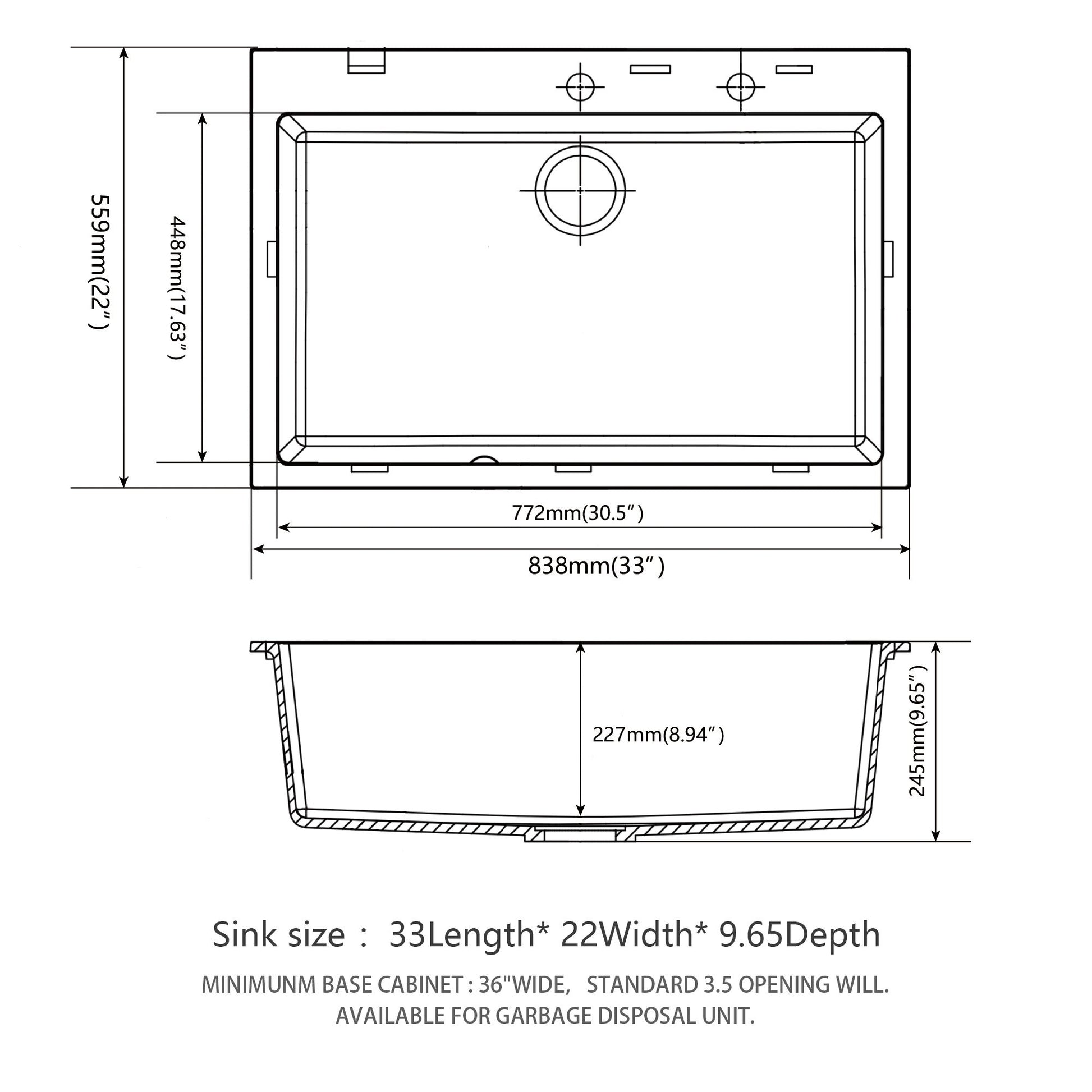 Kitchen Sink Granite Composite Drop In Sink With Durable Material - Black Daily Nest