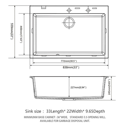 Kitchen Sink Granite Composite Drop In Sink With Durable Material - Black Daily Nest