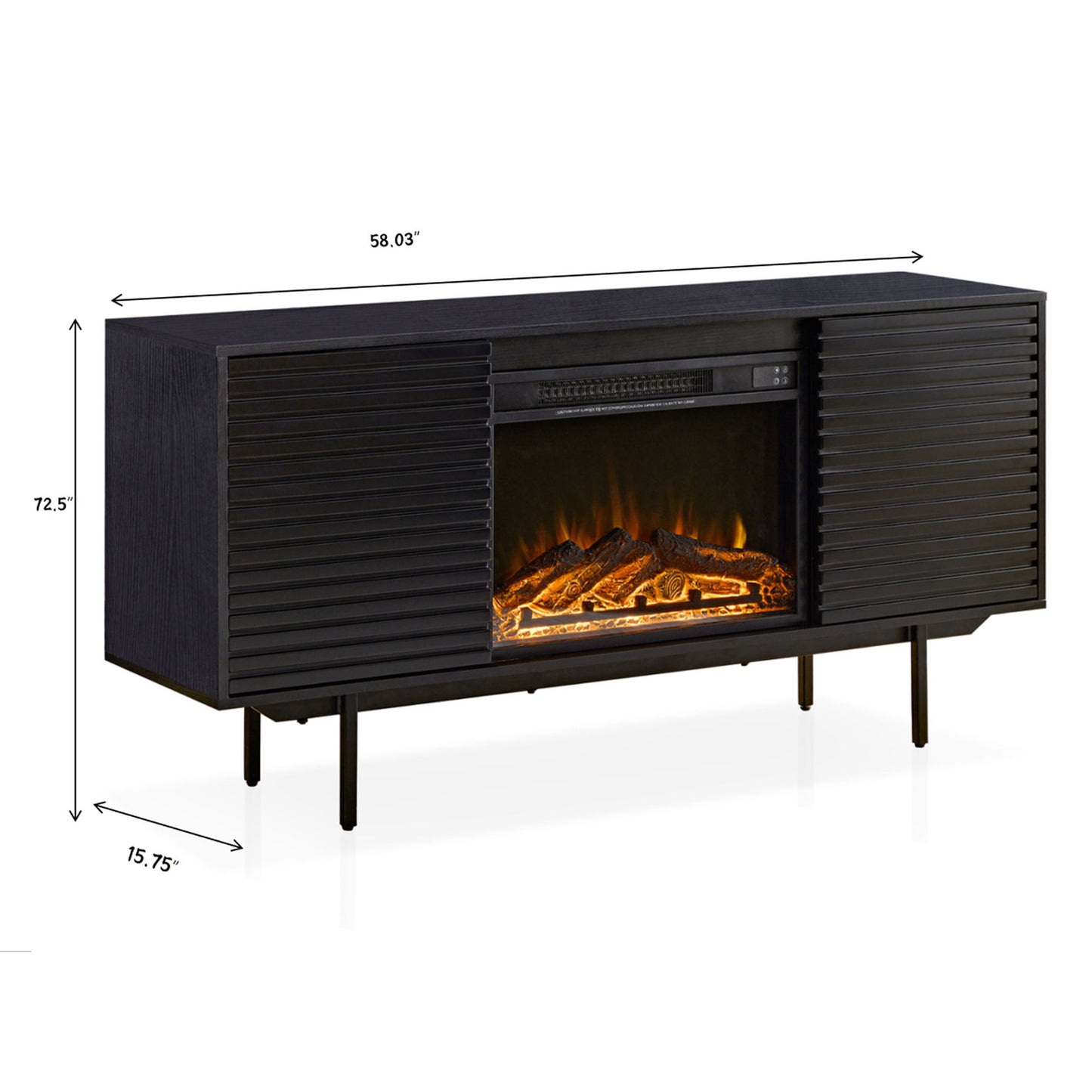 Oak Board Cabinet, The Middle Layer Board On Both Sides Of The Cabinet Can Be Adjusted, The Furnace Is Embedded In The Middle Grid With The Remote Control Home Essentials