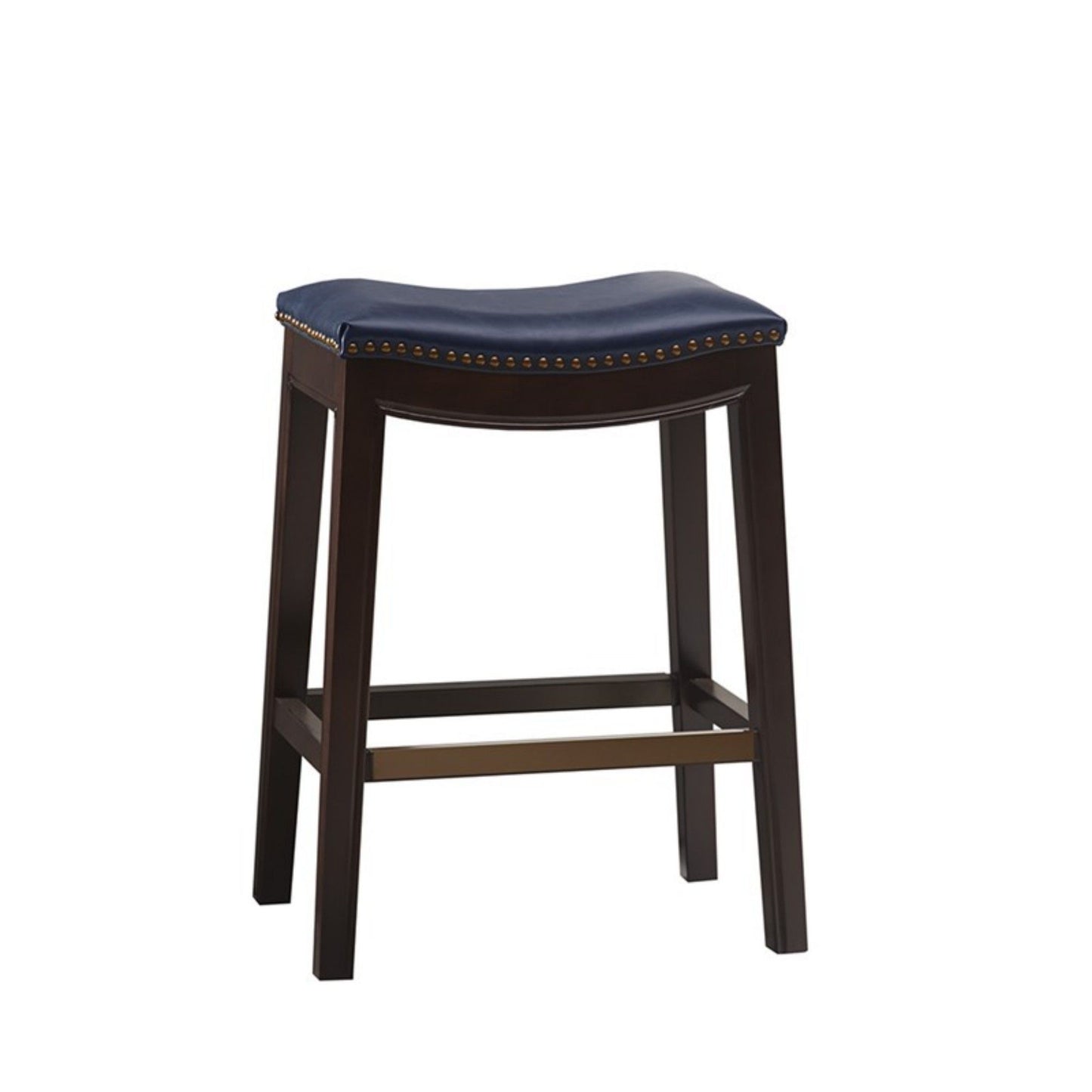 Saddle Counter Stool With Antique Bronze Detailing And High Density Foam - Navy JLA