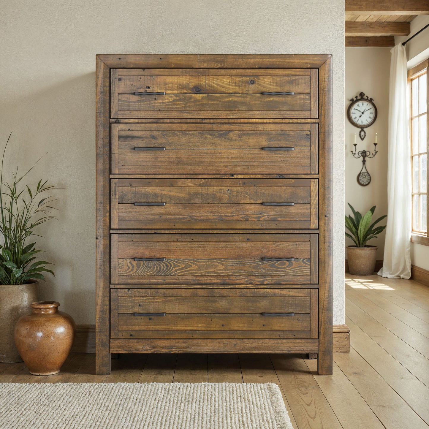 5 Drawer Chest With - Brown Home Essentials