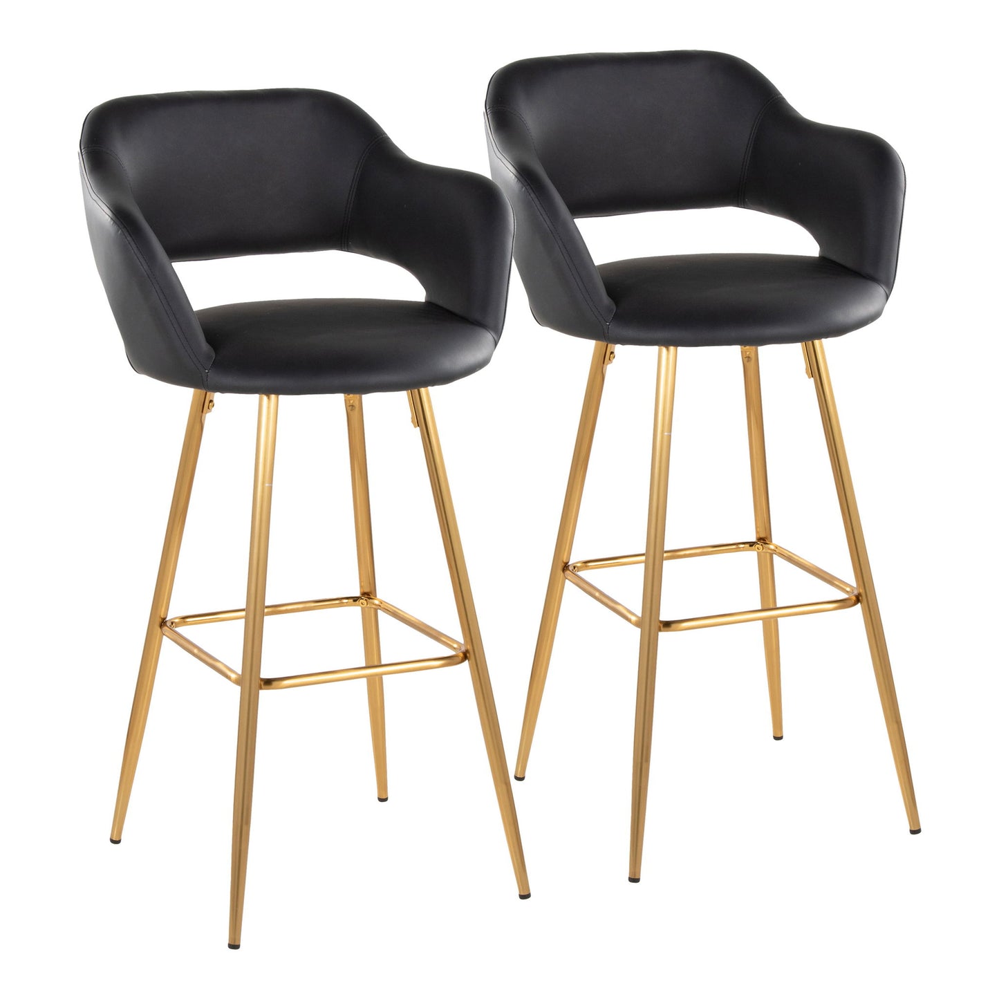 Margarite - Contemporary Fixed Height Barstool With Footrest (Set of 2) With Square Lumi Source