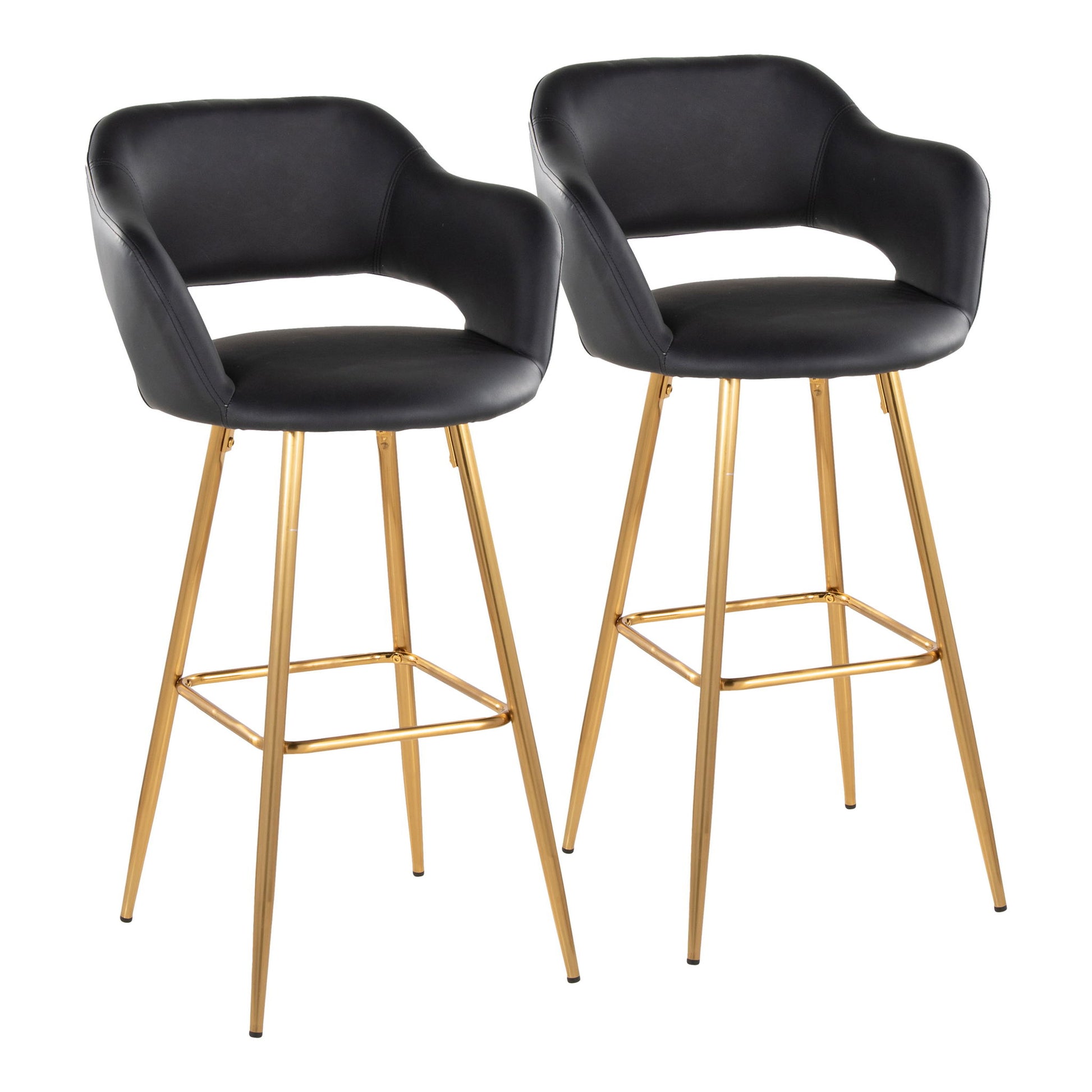 Margarite - Contemporary Fixed Height Barstool With Footrest (Set of 2) With Square Lumi Source