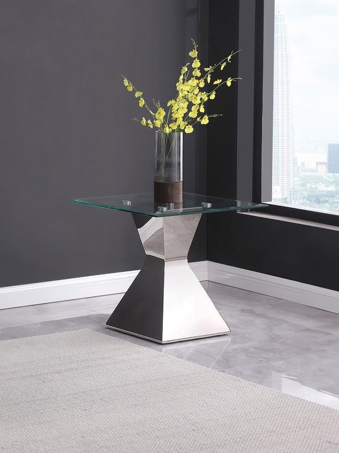 Jenny - Glass Top Stainless Steel Table CoasterEveryday
