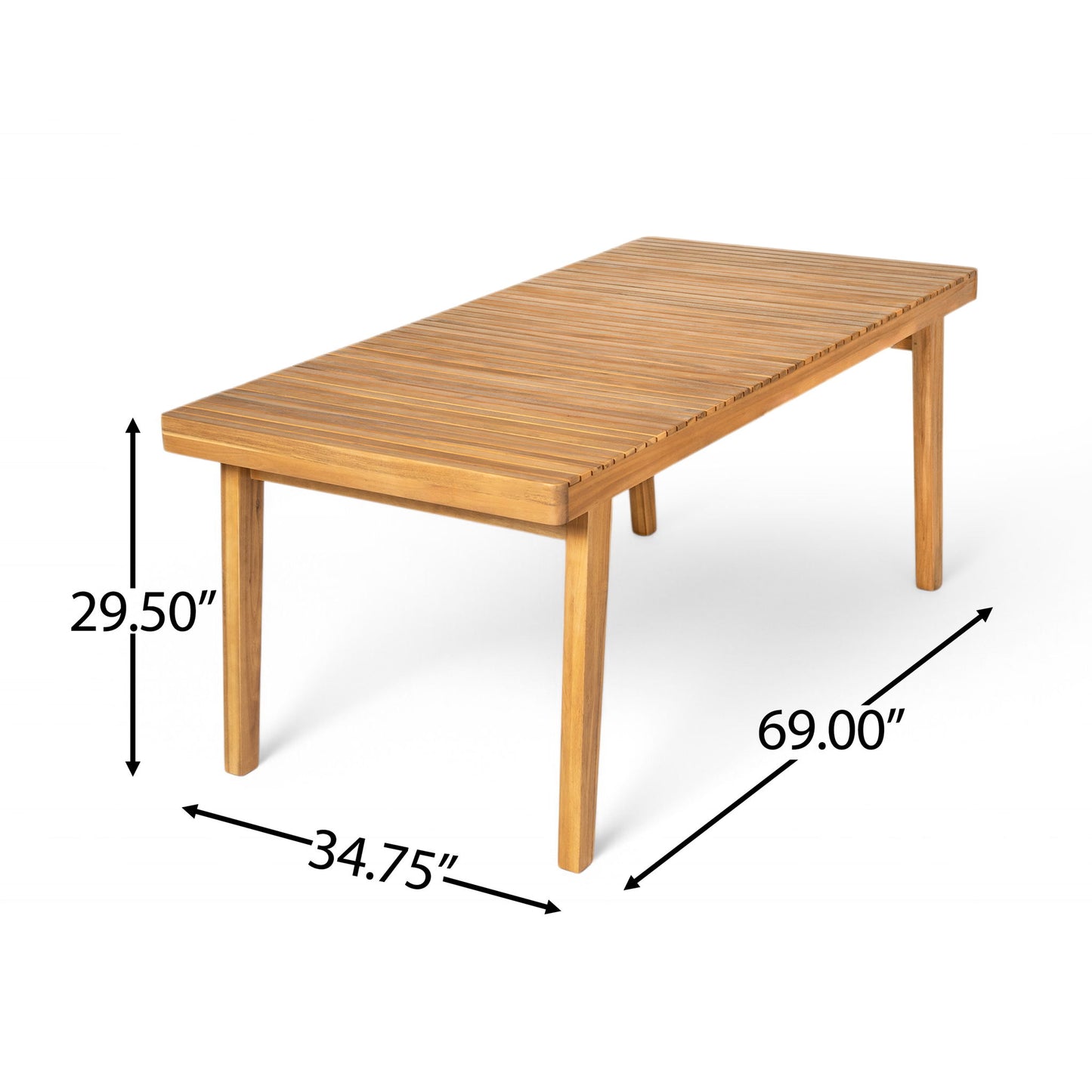 Outdoor Dining Table With Slatted Top, Ideal For Patio Noble House