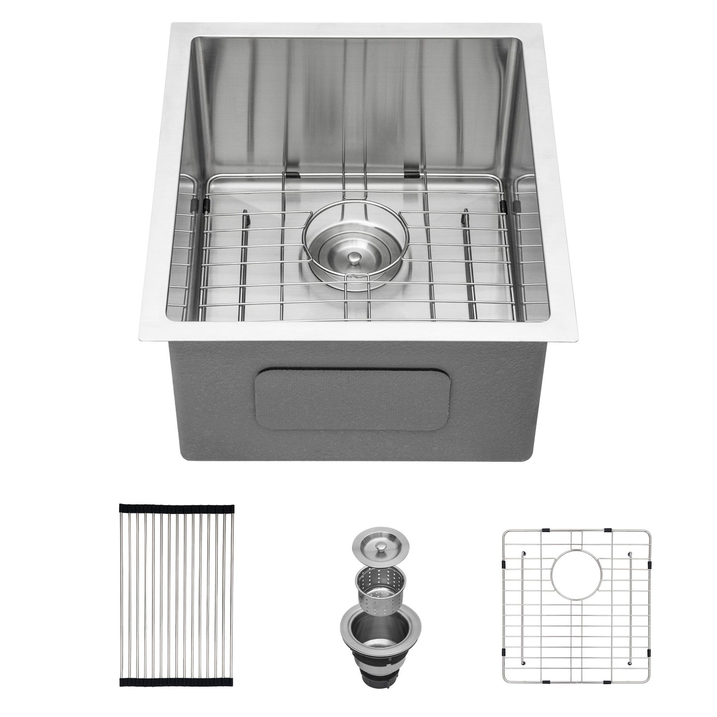 Modern Undermount Stainless Steel Kitchen Sink 16 Gauge, Deep Single Bowl Daily Nest