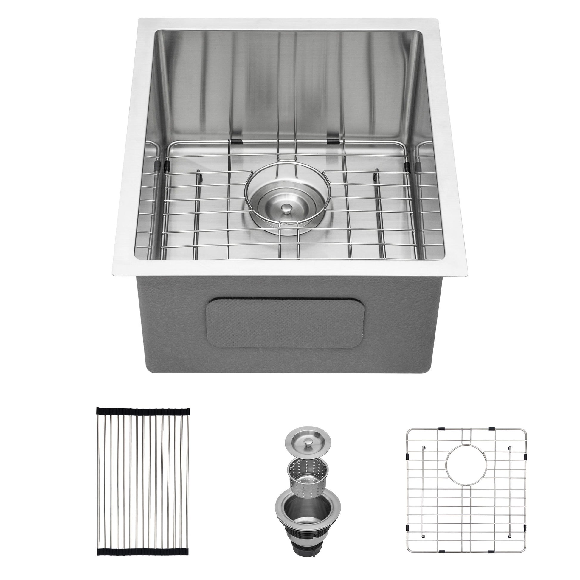 Modern Undermount Stainless Steel Kitchen Sink 16 Gauge, Deep Single Bowl Daily Nest